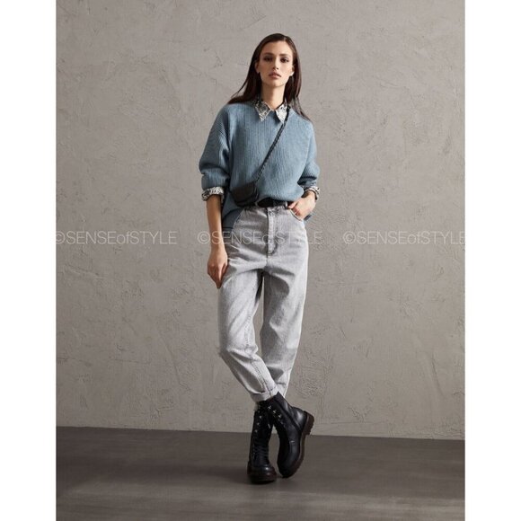 Brunello Cucinelli Cashmere Blue Sweater Lightweight Pullover Monili Size M 42 - Picture 5 of 8